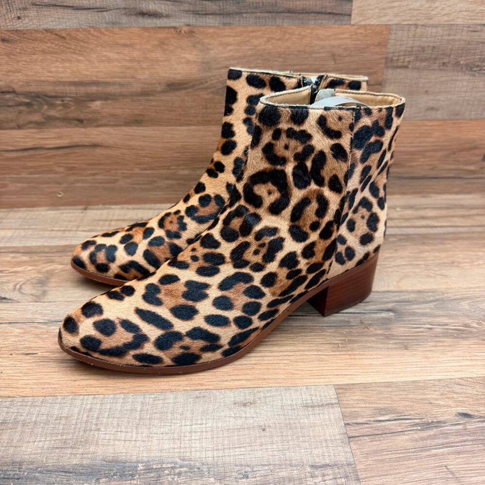 J.Crew Ankle Boots Women's size  7 Leopard Hair Calf-Block shoes